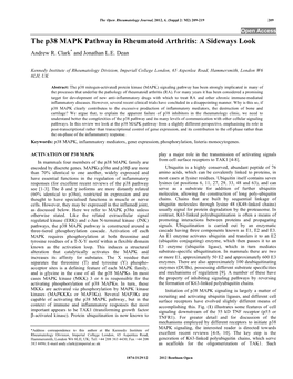 The P38 MAPK Pathway in Rheumatoid Arthritis: a Sideways Look Andrew R