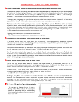 No Gorge Casino – an Issue That Unites Oregonians