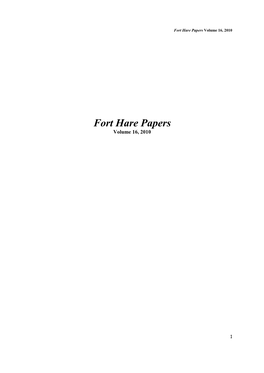 Fort Hare Papers Volume 16, 2010