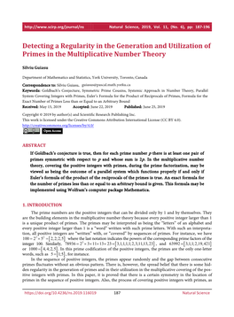 Detecting a Regularity in the Generation and Utilization of Primes in the Multiplicative Number Theory
