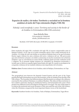 Territorio Y Sociedad En La Frontera Andalusí Al Norte Del Tajo Extremeño (Siglos VIII–XI)