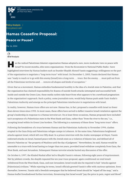 Hamas Ceasefire Proposal: Peace Or Pause? | the Washington Institute