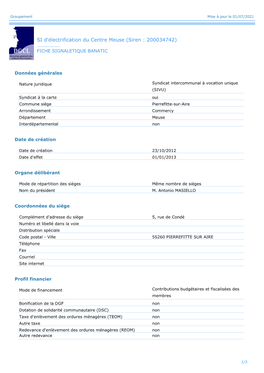 SI D'électrification Du Centre Meuse (Siren : 200034742)