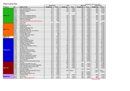 Price List For