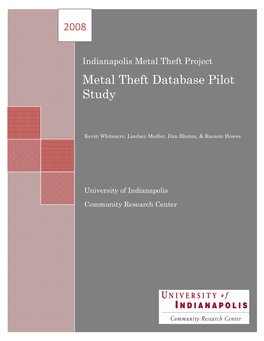 Metal Theft Database Pilot Study
