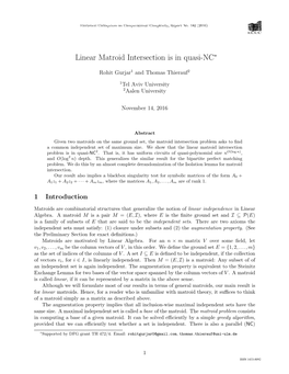 Linear Matroid Intersection Is in Quasi-NC∗