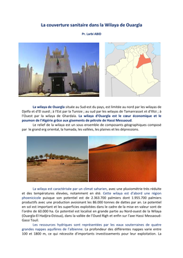 La Couverture Sanitaire Dans La Wilaya De Ouargla