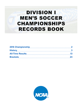 Division I Men's Soccer Championships Records Book