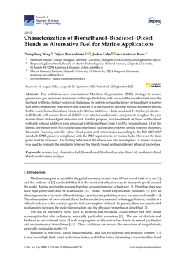 Characterization of Biomethanol–Biodiesel–Diesel Blends As Alternative Fuel for Marine Applications