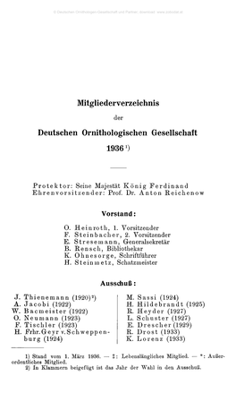 Mitgliederverzeichnis Deutschen Ornithologischen Gesellschaft