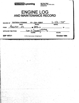 Engine Log and Maintenance Record