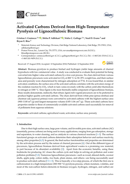 Activated Carbons Derived from High-Temperature Pyrolysis of Lignocellulosic Biomass