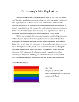 Dr. Harmony's Pride Flag Lexicon