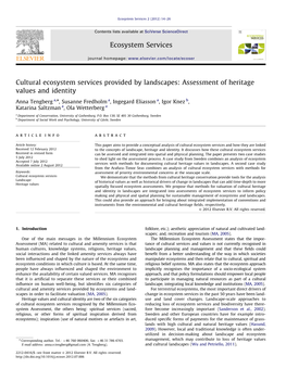 Cultural Ecosystem Services Provided by Landscapes: Assessment of Heritage Values and Identity