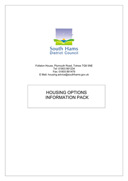 Housing Options Information Pack