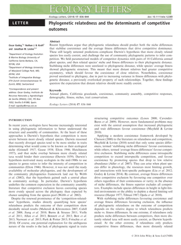 Phylogenetic Relatedness and the Determinants of Competitive Outcomes