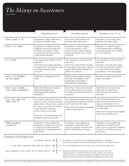 The Skinny on Sweeteners FA CT S HE E T