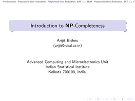 Introduction to NP-Completeness