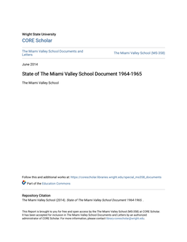 State of the Miami Valley School Document 1964-1965