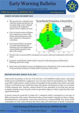 Early Warning and Response Bulletin