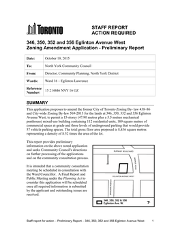 346, 350, 352 and 356 Eglinton Avenue West Zoning Amendment Application - Preliminary Report