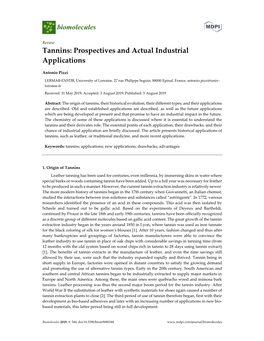 Tannins: Prospectives and Actual Industrial Applications