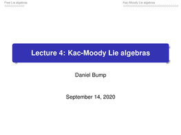 Lecture 4: Kac-Moody Lie Algebras