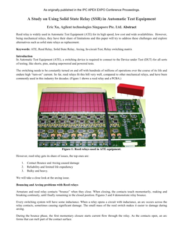 A Study on Using Solid State Relay (SSR) in Automatic Test Equipment