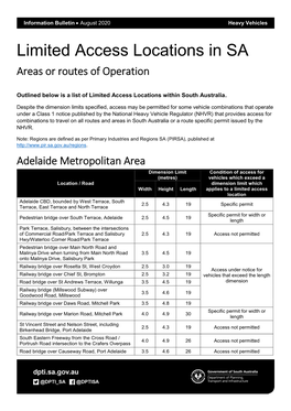Consolidated Table of Limited Access Locations for SA