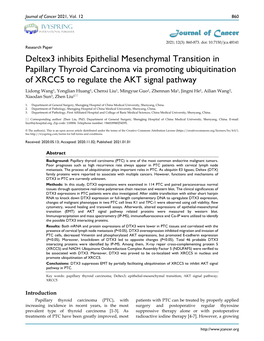 Deltex3 Inhibits Epithelial Mesenchymal Transition In