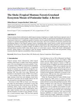 (Tropical Montane Forest)-Grassland Ecosystem Mosaic of Peninsular India: a Review