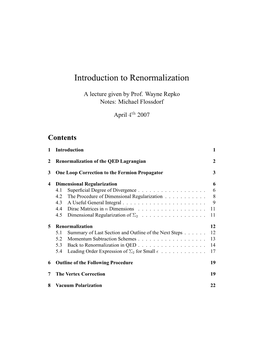 Introduction to Renormalization