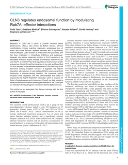 CLN3 Regulates Endosomal Function by Modulating Rab7a–Effector