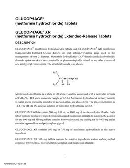 GLUCOPHAGE® (Metformin Hydrochloride) Tablets