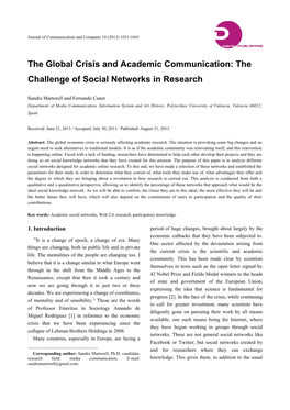 The Global Crisis and Academic Communication: the Challenge of Social Networks in Research
