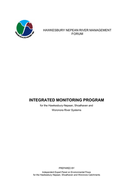 INTEGRATED MONITORING PROGRAM for the Hawkesbury-Nepean, Shoalhaven and Woronora River Systems
