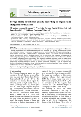 Forage Maize Nutritional Quality According to Organic and Inorganic Fertilization