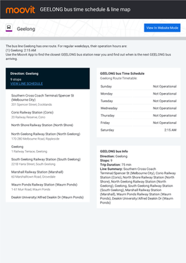 GEELONG Bus Time Schedule & Line Route