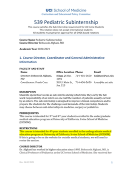 Senior Sub-Internship Pediatrics