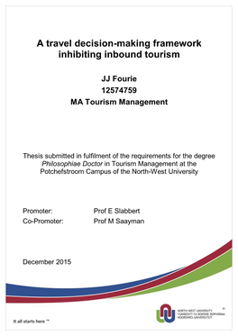 A Travel Decision-Making Framework Inhibiting Inbound Tourism