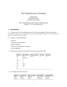 The Caland System in Tocharian