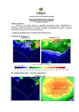 BOLETIM INFORMATIVO DO VIGIAR/RS VIGIAR/Nvranb/DVAS