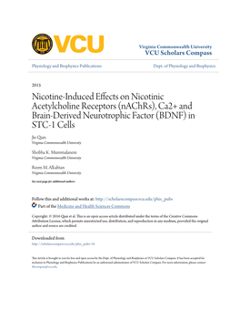 Ca2+ and Brain-Derived Neurotrophic Factor (BDNF) in STC-1 Cells Jie Qian Virginia Commonwealth University