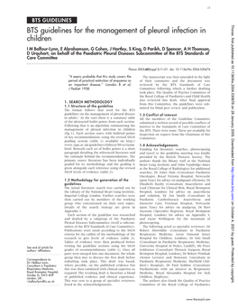 BTS Guidelines for the Management of Pleural Infection in Children