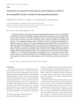 Note Preparation of a Lemon Flavonoid Aglycone and Its