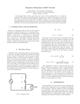 Frequency Responses in RLC Circuits