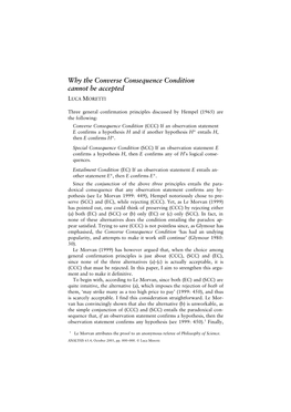 Why the Converse Consequence Condition Cannot Be Accepted LUCA MORETTI