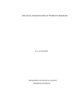 Political Participation of Women in Mizoram