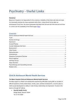 Psychiatry Web Links