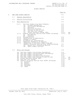 Southwestern Bell Telephone Company Tariff F.C.C